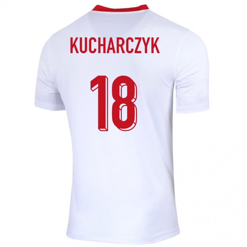 Herren Fußball Polen Filip Kucharczyk #18 Weiß Heimtrikot Trikot 24-26 T-Shirt Luxemburg