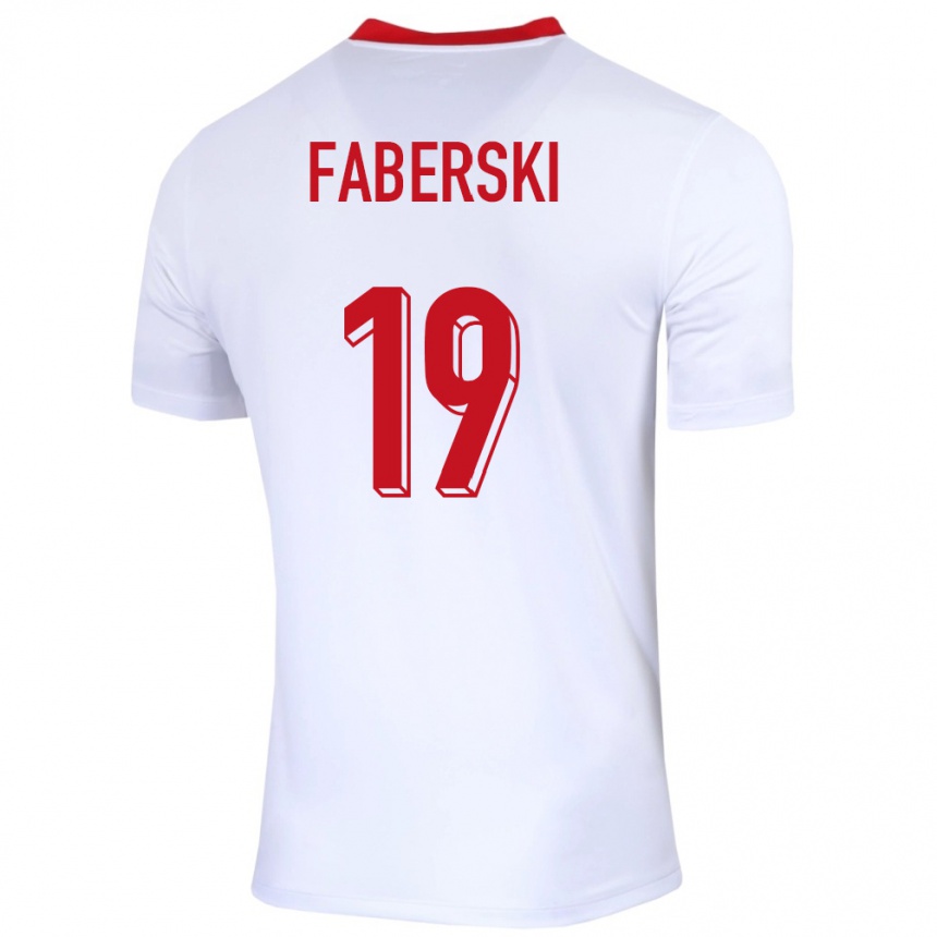 Herren Fußball Polen Jan Faberski #19 Weiß Heimtrikot Trikot 24-26 T-Shirt Luxemburg
