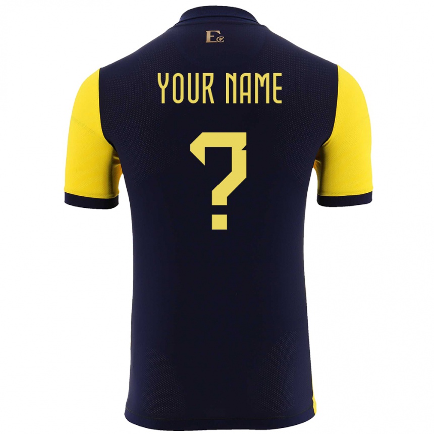 Herren Fußball Ecuador Ihren Namen #0 Gelb Heimtrikot Trikot 24-26 T-Shirt Luxemburg