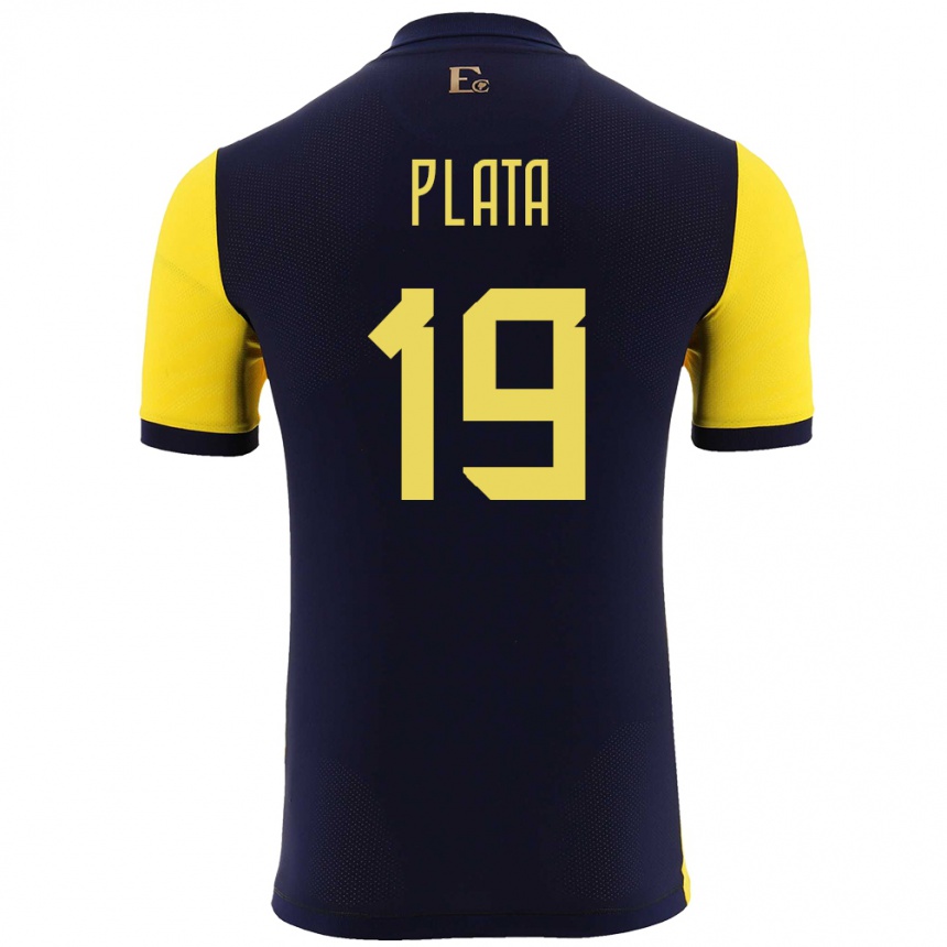 Herren Fußball Ecuador Gonzalo Plata #19 Gelb Heimtrikot Trikot 24-26 T-Shirt Luxemburg