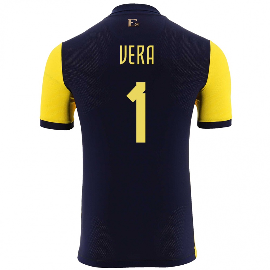 Herren Fußball Ecuador Andrea Vera #1 Gelb Heimtrikot Trikot 24-26 T-Shirt Luxemburg