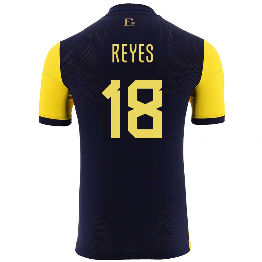 Herren Fußball Ecuador Ashley Reyes #18 Gelb Heimtrikot Trikot 24-26 T-Shirt Luxemburg