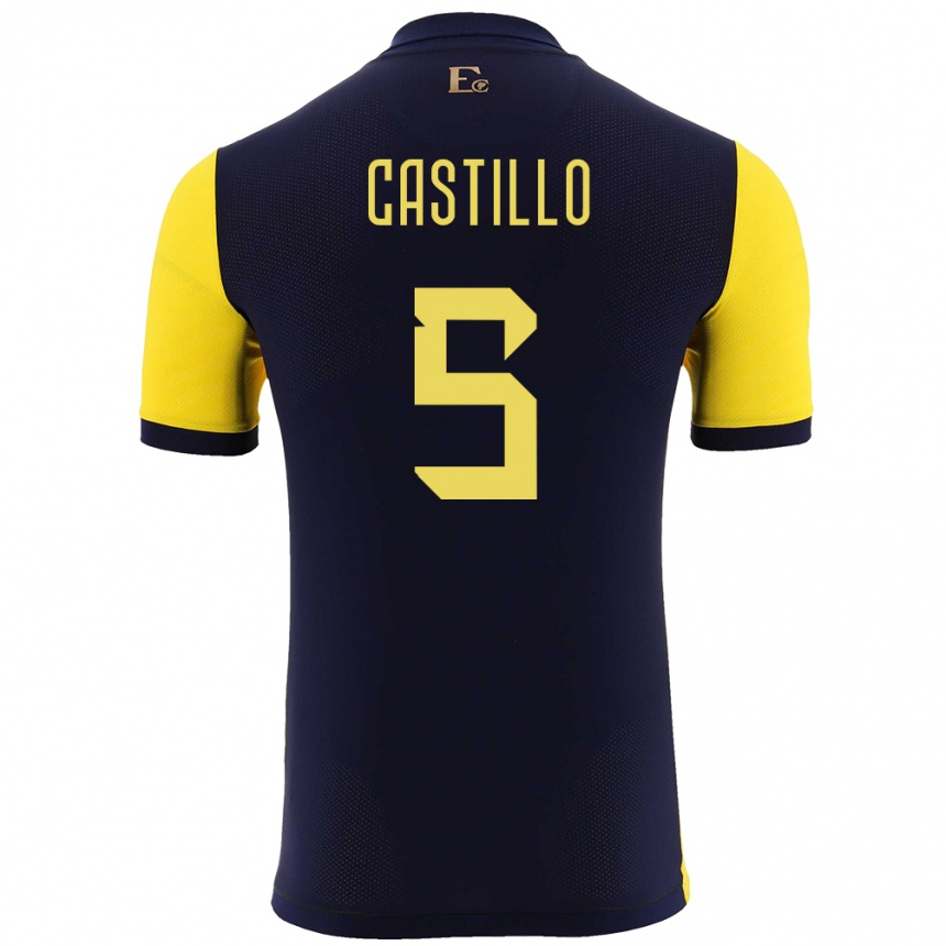 Herren Fußball Ecuador Denil Castillo #5 Gelb Heimtrikot Trikot 24-26 T-Shirt Luxemburg