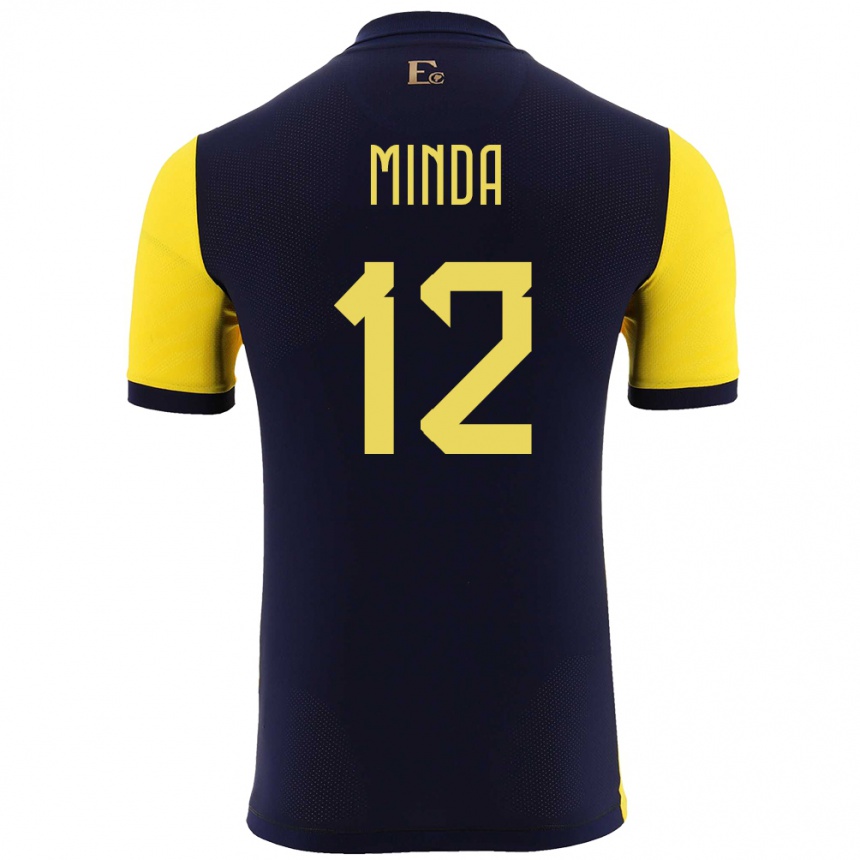 Herren Fußball Ecuador Ethan Minda #12 Gelb Heimtrikot Trikot 24-26 T-Shirt Luxemburg