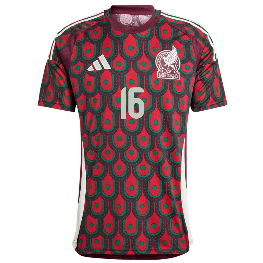 Herren Fußball Mexiko Fernando Beltran #16 Kastanienbraun Heimtrikot Trikot 24-26 T-Shirt Luxemburg