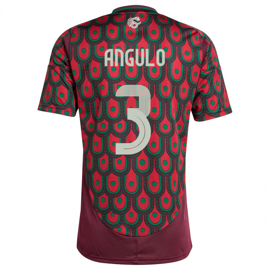 Herren Fußball Mexiko Jesus Angulo #3 Kastanienbraun Heimtrikot Trikot 24-26 T-Shirt Luxemburg