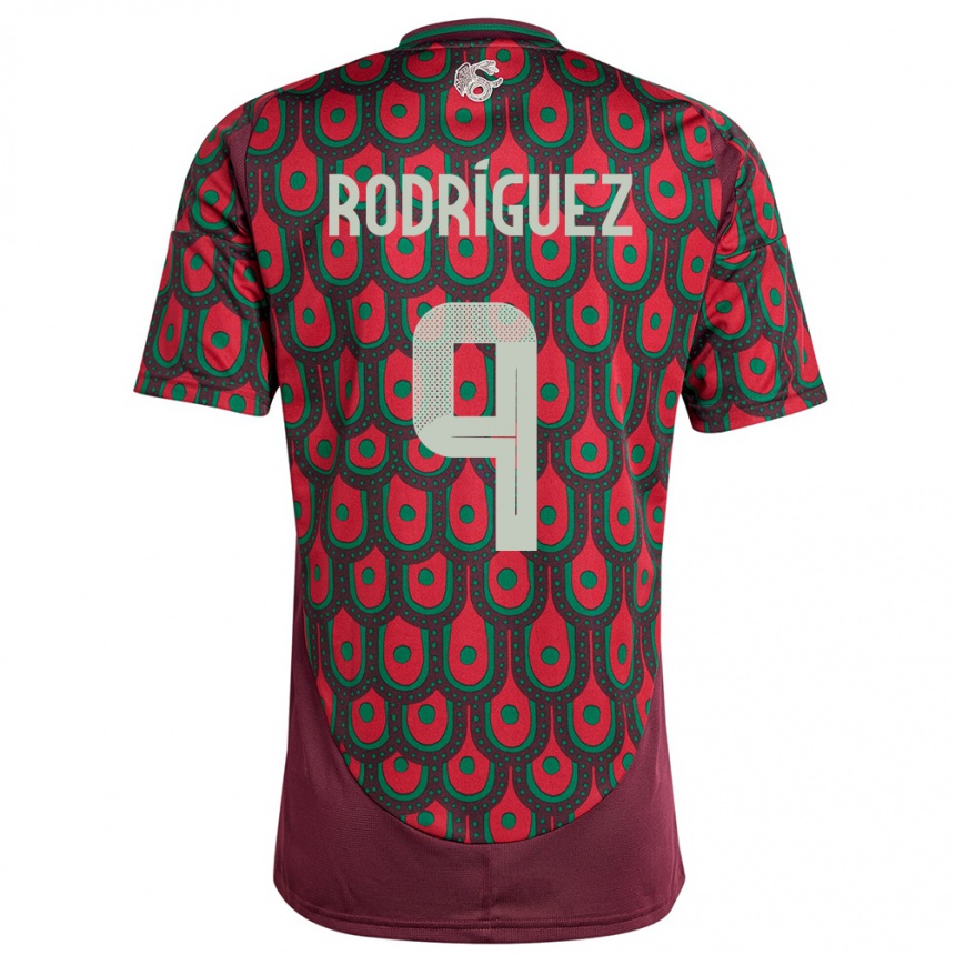 Herren Fußball Mexiko Carlos Rodriguez #9 Kastanienbraun Heimtrikot Trikot 24-26 T-Shirt Luxemburg