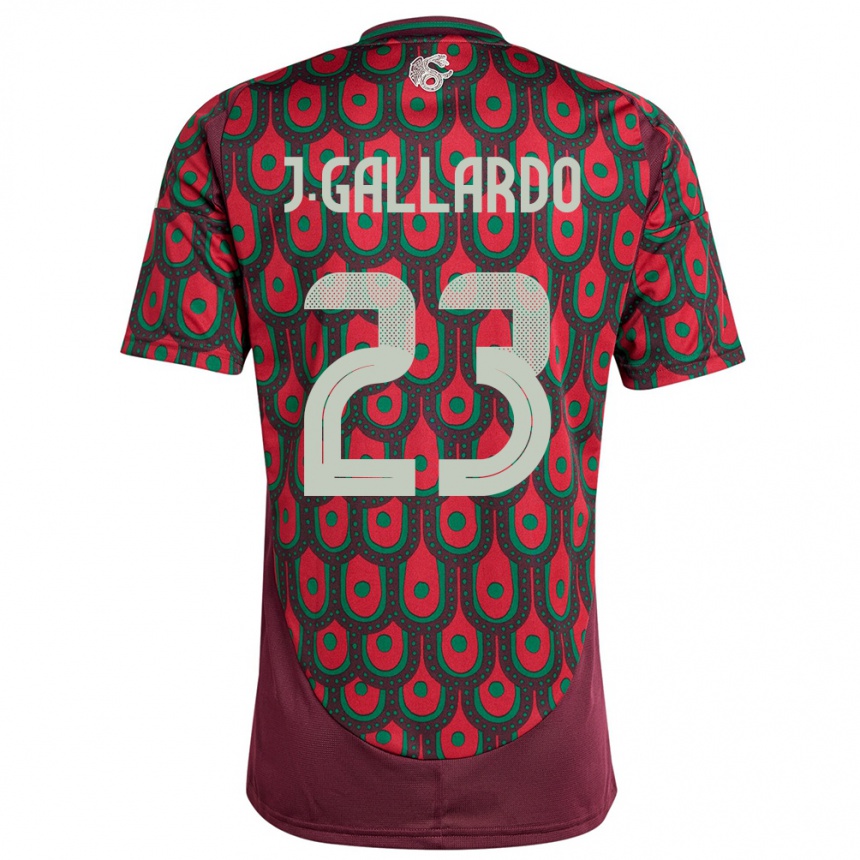 Herren Fußball Mexiko Jesus Gallardo #23 Kastanienbraun Heimtrikot Trikot 24-26 T-Shirt Luxemburg