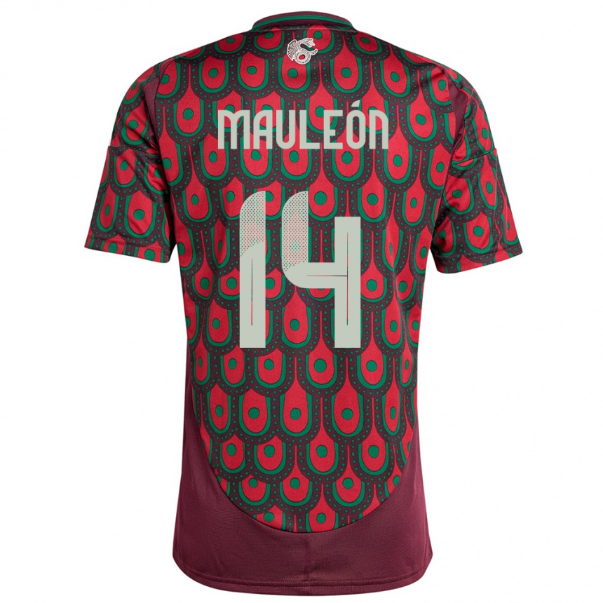 Herren Fußball Mexiko Natalia Mauleon #14 Kastanienbraun Heimtrikot Trikot 24-26 T-Shirt Luxemburg