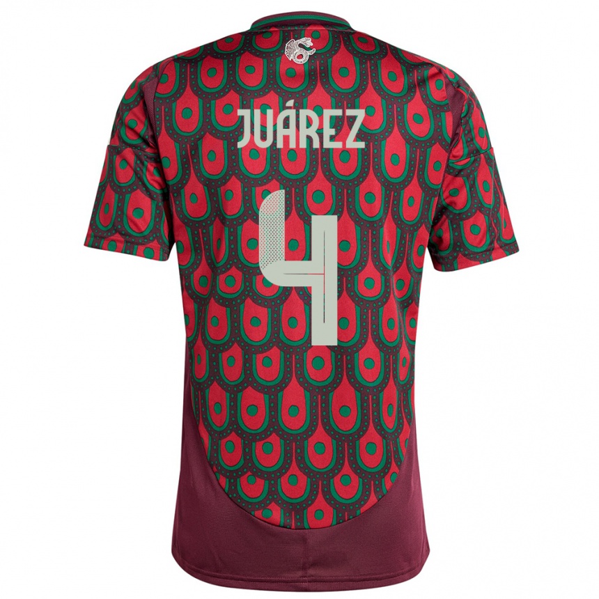 Herren Fußball Mexiko Ramon Juarez #4 Kastanienbraun Heimtrikot Trikot 24-26 T-Shirt Luxemburg