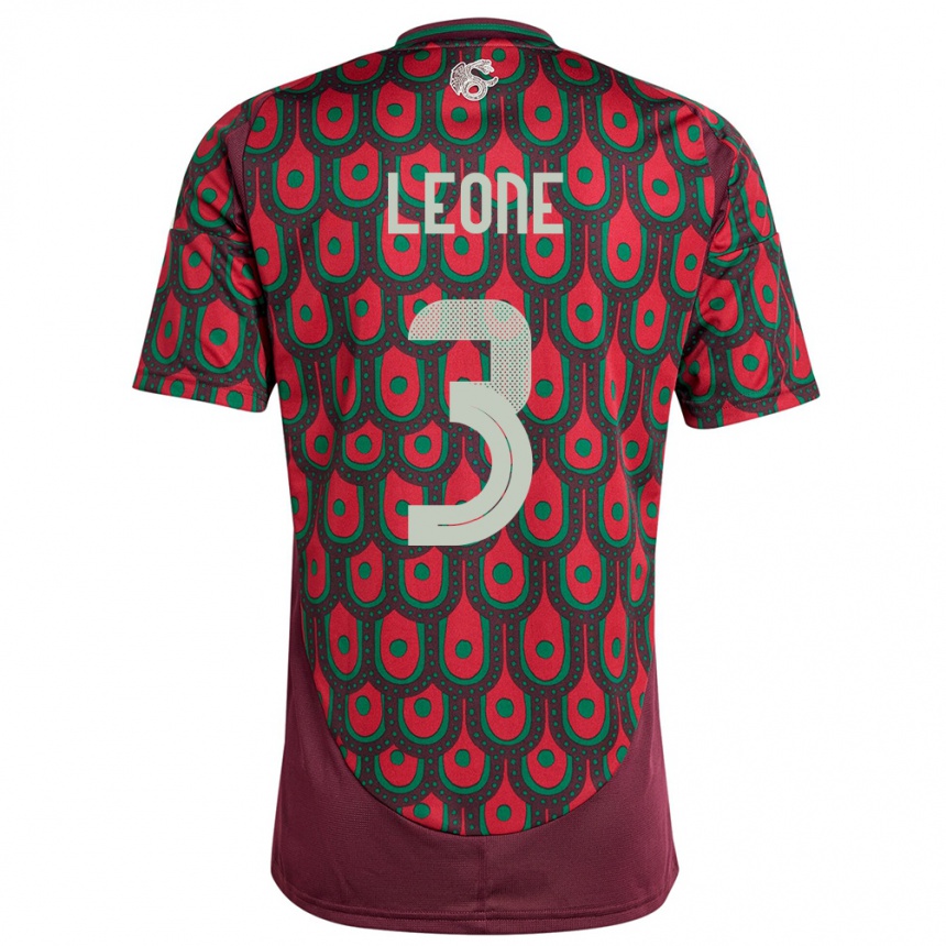 Herren Fußball Mexiko Antonio Leone #3 Kastanienbraun Heimtrikot Trikot 24-26 T-Shirt Luxemburg