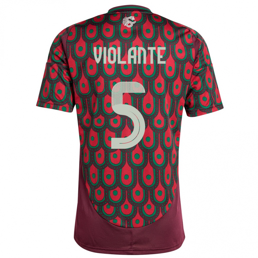 Herren Fußball Mexiko Isaias Violante #5 Kastanienbraun Heimtrikot Trikot 24-26 T-Shirt Luxemburg