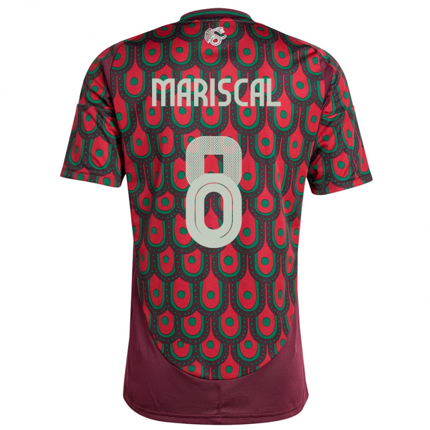 Herren Fußball Mexiko Salvador Mariscal #8 Kastanienbraun Heimtrikot Trikot 24-26 T-Shirt Luxemburg