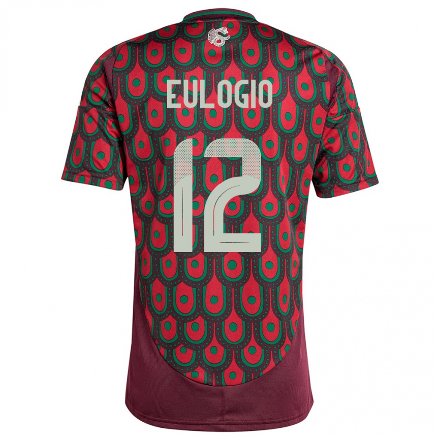 Herren Fußball Mexiko Jose Eulogio #12 Kastanienbraun Heimtrikot Trikot 24-26 T-Shirt Luxemburg