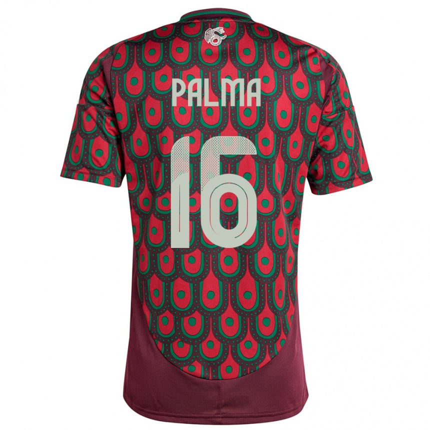 Herren Fußball Mexiko Rafael Palma #16 Kastanienbraun Heimtrikot Trikot 24-26 T-Shirt Luxemburg