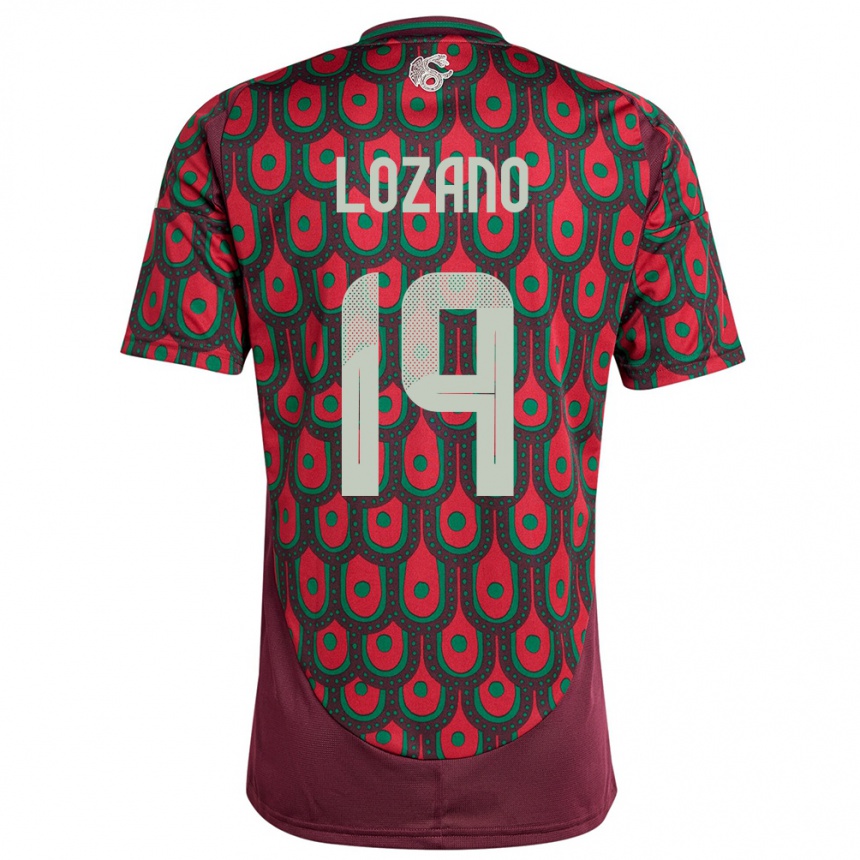 Herren Fußball Mexiko Esteban Lozano #19 Kastanienbraun Heimtrikot Trikot 24-26 T-Shirt Luxemburg