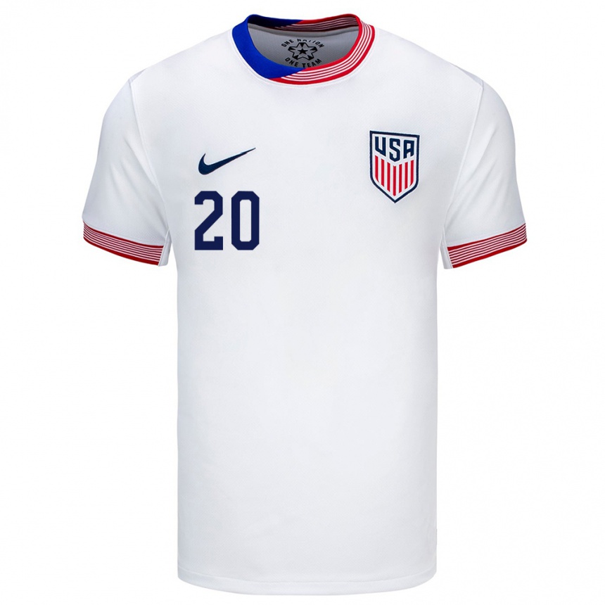 Herren Fußball Vereinigte Staaten Jaelin Howell #20 Weiß Heimtrikot Trikot 24-26 T-Shirt Luxemburg
