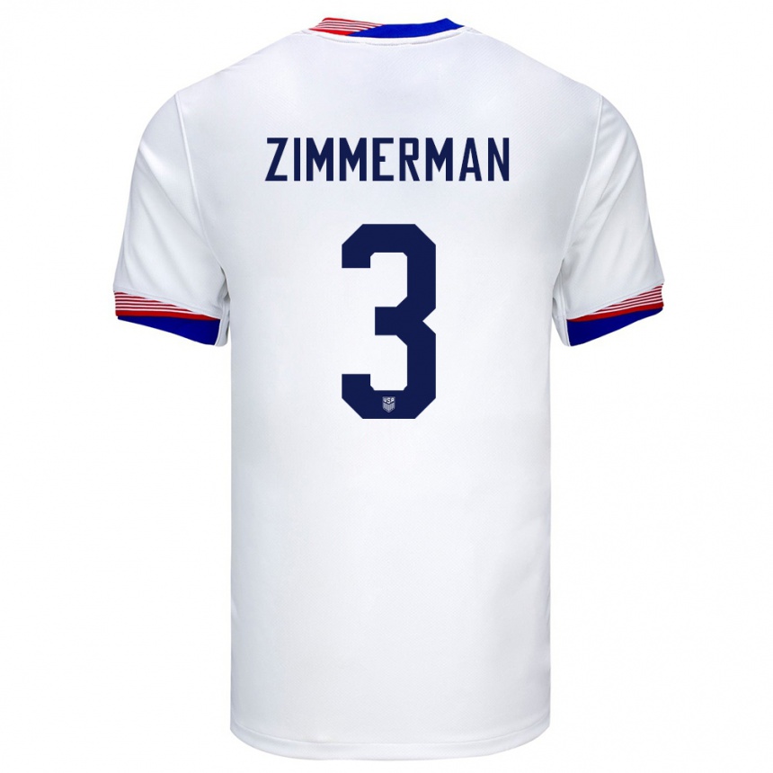 Herren Fußball Vereinigte Staaten Walker Zimmerman #3 Weiß Heimtrikot Trikot 24-26 T-Shirt Luxemburg