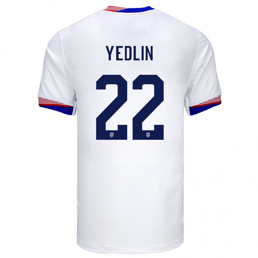 Herren Fußball Vereinigte Staaten Deandre Yedlin #22 Weiß Heimtrikot Trikot 24-26 T-Shirt Luxemburg