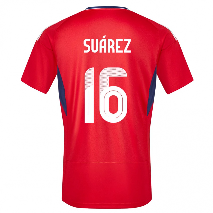 Herren Fußball Costa Rica Aaron Suarez #16 Rot Heimtrikot Trikot 24-26 T-Shirt Luxemburg