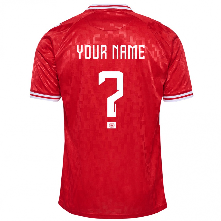 Herren Fußball Dänemark Ihren Namen #0 Rot Heimtrikot Trikot 24-26 T-Shirt Luxemburg