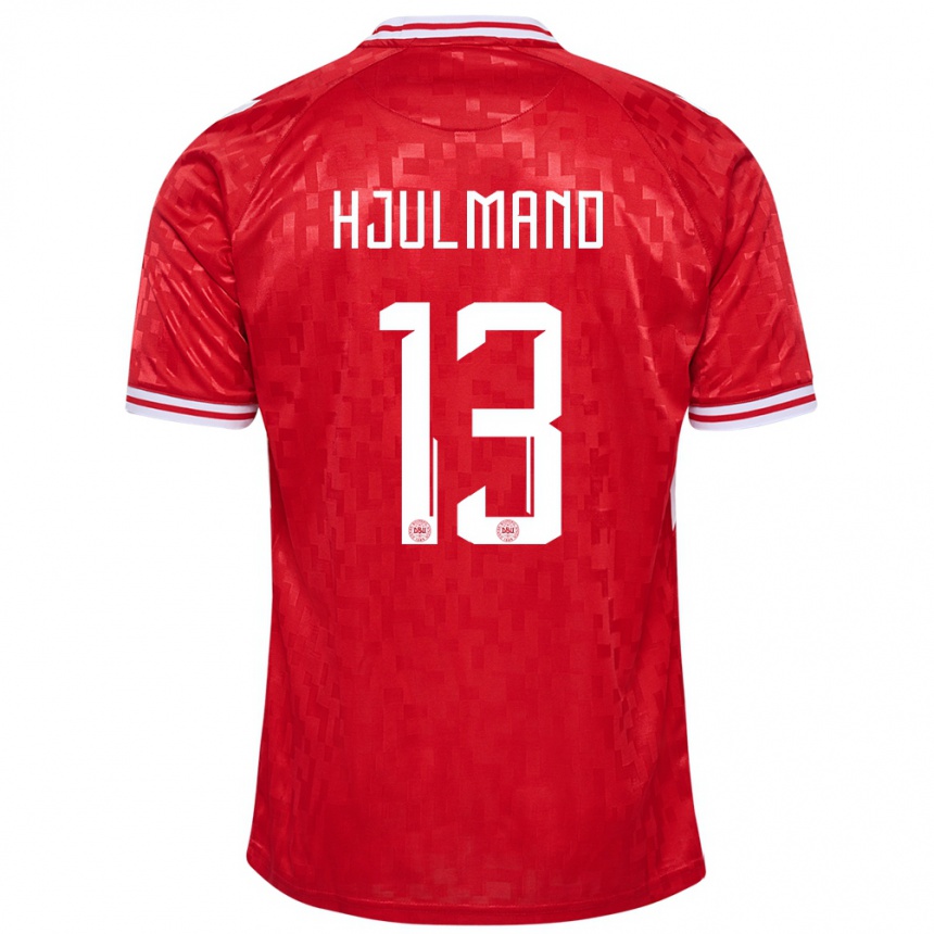 Herren Fußball Dänemark Morten Hjulmand #13 Rot Heimtrikot Trikot 24-26 T-Shirt Luxemburg