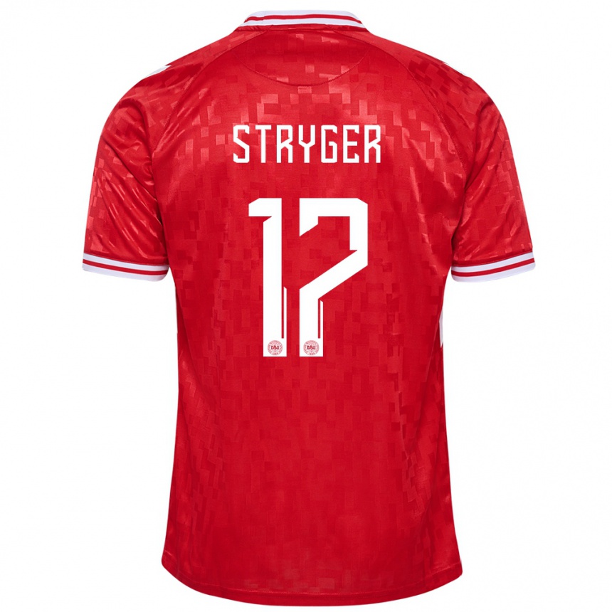 Herren Fußball Dänemark Jens Stryger Larsen #17 Rot Heimtrikot Trikot 24-26 T-Shirt Luxemburg