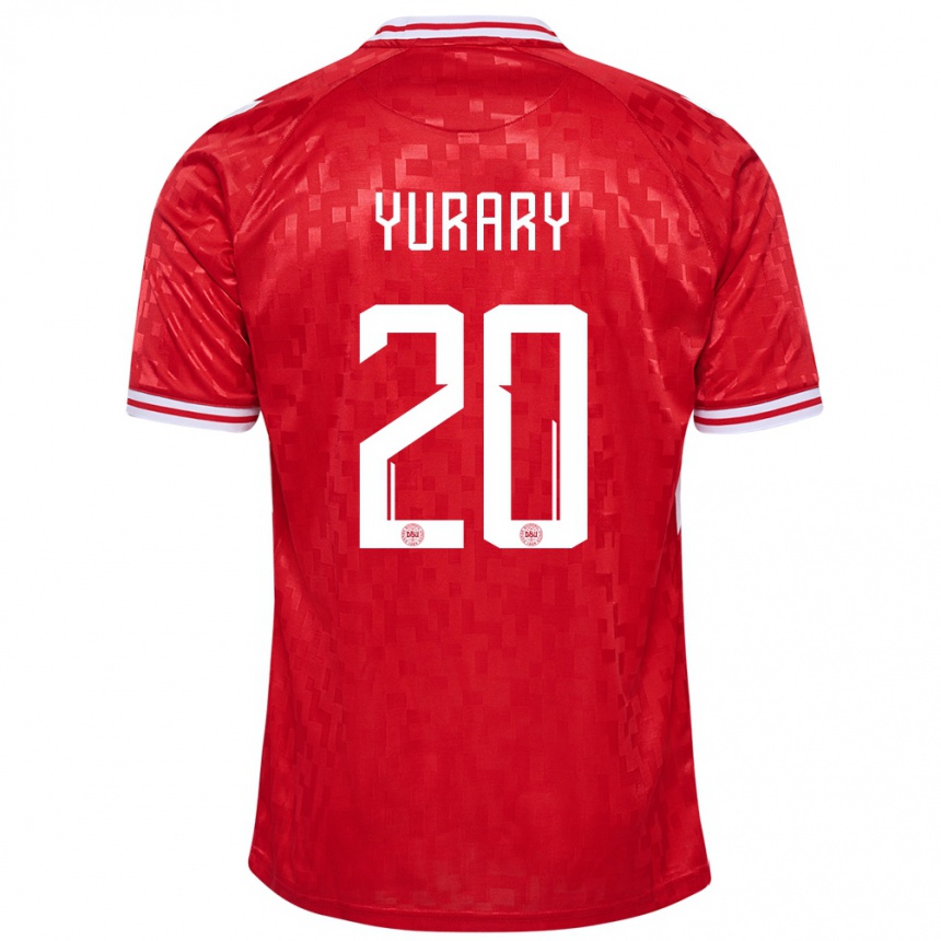 Herren Fußball Dänemark Yussuf Poulsen #20 Rot Heimtrikot Trikot 24-26 T-Shirt Luxemburg