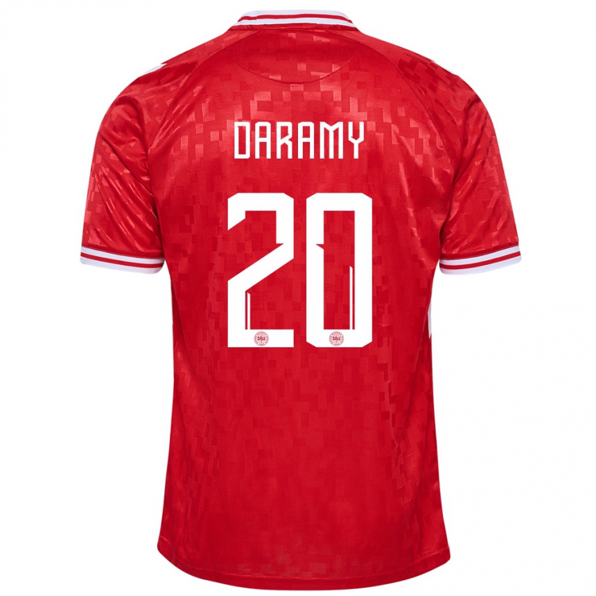 Herren Fußball Dänemark Mohamed Daramy #20 Rot Heimtrikot Trikot 24-26 T-Shirt Luxemburg