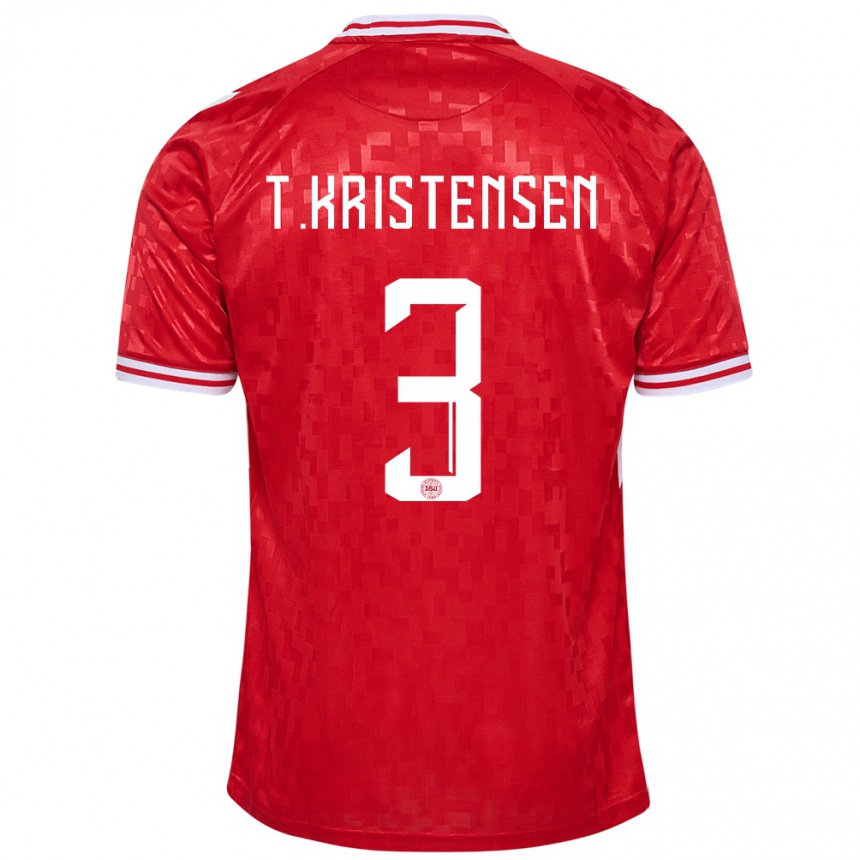 Herren Fußball Dänemark Thomas Kristensen #3 Rot Heimtrikot Trikot 24-26 T-Shirt Luxemburg