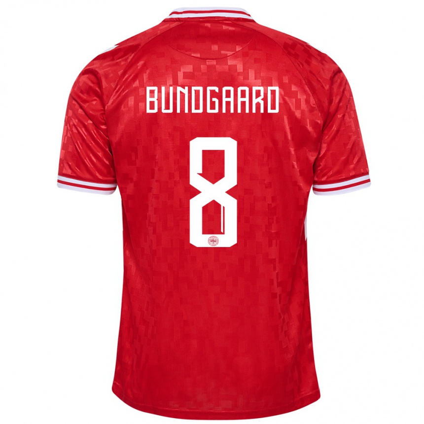 Herren Fußball Dänemark Filip Bundgaard #8 Rot Heimtrikot Trikot 24-26 T-Shirt Luxemburg