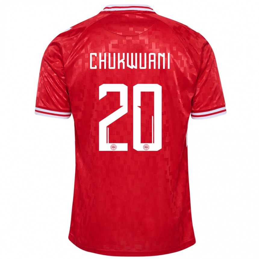 Herren Fußball Dänemark Tochi Chukwuani #20 Rot Heimtrikot Trikot 24-26 T-Shirt Luxemburg