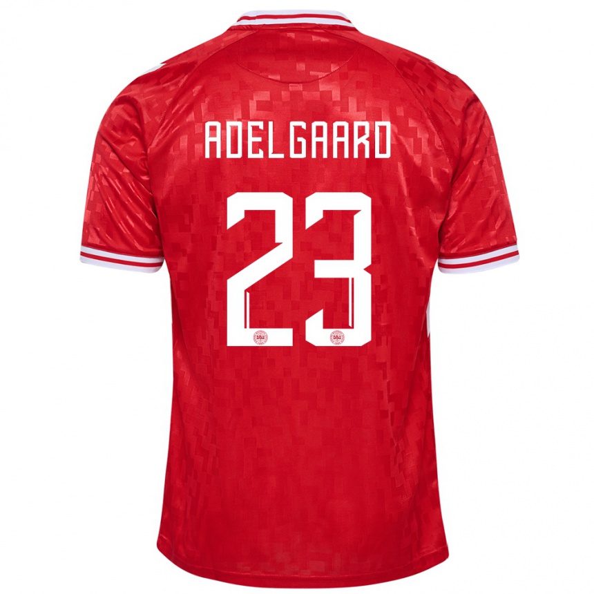 Herren Fußball Dänemark Aske Adelgaard #23 Rot Heimtrikot Trikot 24-26 T-Shirt Luxemburg