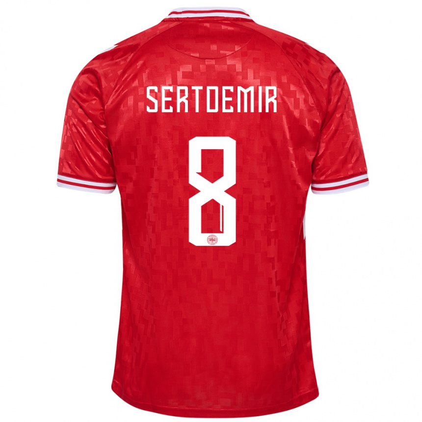 Herren Fußball Dänemark Zidan Sertdemir #8 Rot Heimtrikot Trikot 24-26 T-Shirt Luxemburg