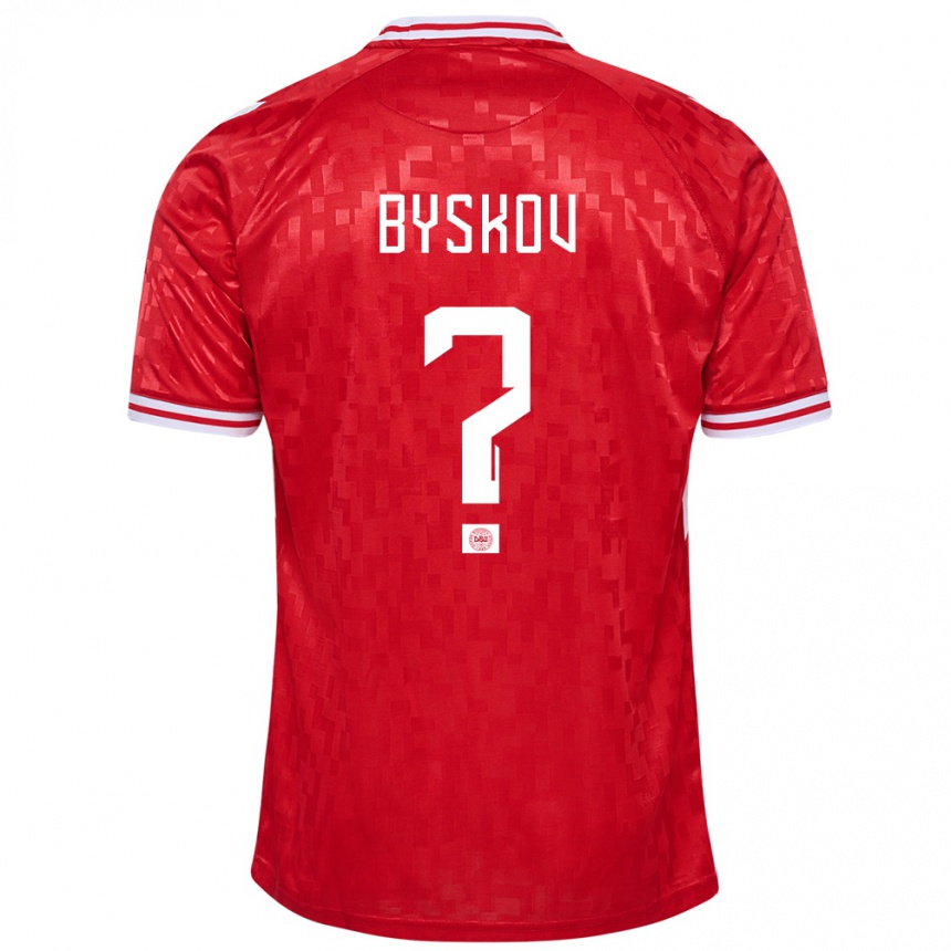 Herren Fußball Dänemark Valdemar Byskov #0 Rot Heimtrikot Trikot 24-26 T-Shirt Luxemburg