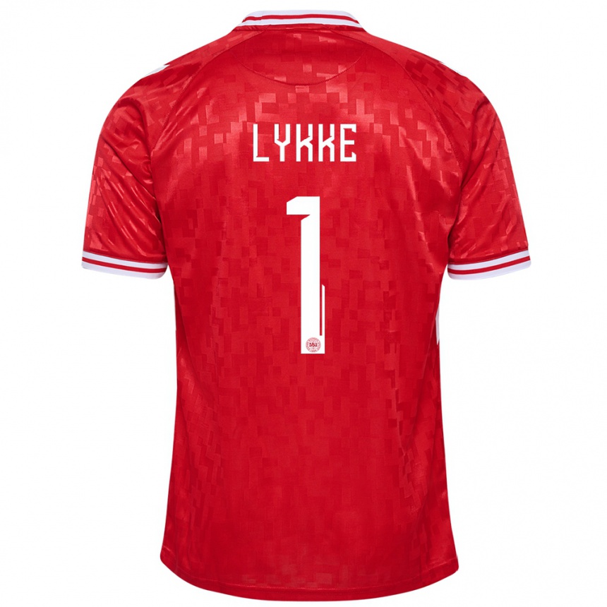 Herren Fußball Dänemark William Lykke #1 Rot Heimtrikot Trikot 24-26 T-Shirt Luxemburg