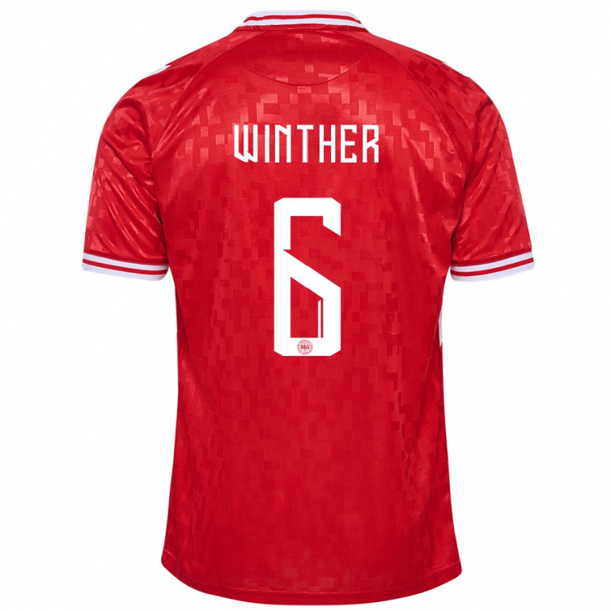 Herren Fußball Dänemark Casper Winther #6 Rot Heimtrikot Trikot 24-26 T-Shirt Luxemburg