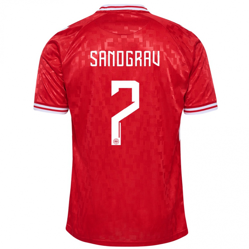 Herren Fußball Dänemark Lauge Sandgrav #7 Rot Heimtrikot Trikot 24-26 T-Shirt Luxemburg