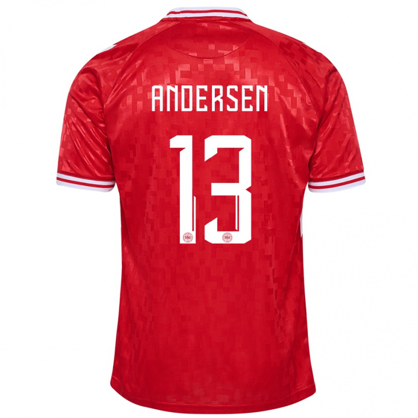 Herren Fußball Dänemark Frej Andersen #13 Rot Heimtrikot Trikot 24-26 T-Shirt Luxemburg