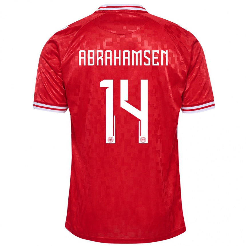Herren Fußball Dänemark Mads Abrahamsen #14 Rot Heimtrikot Trikot 24-26 T-Shirt Luxemburg