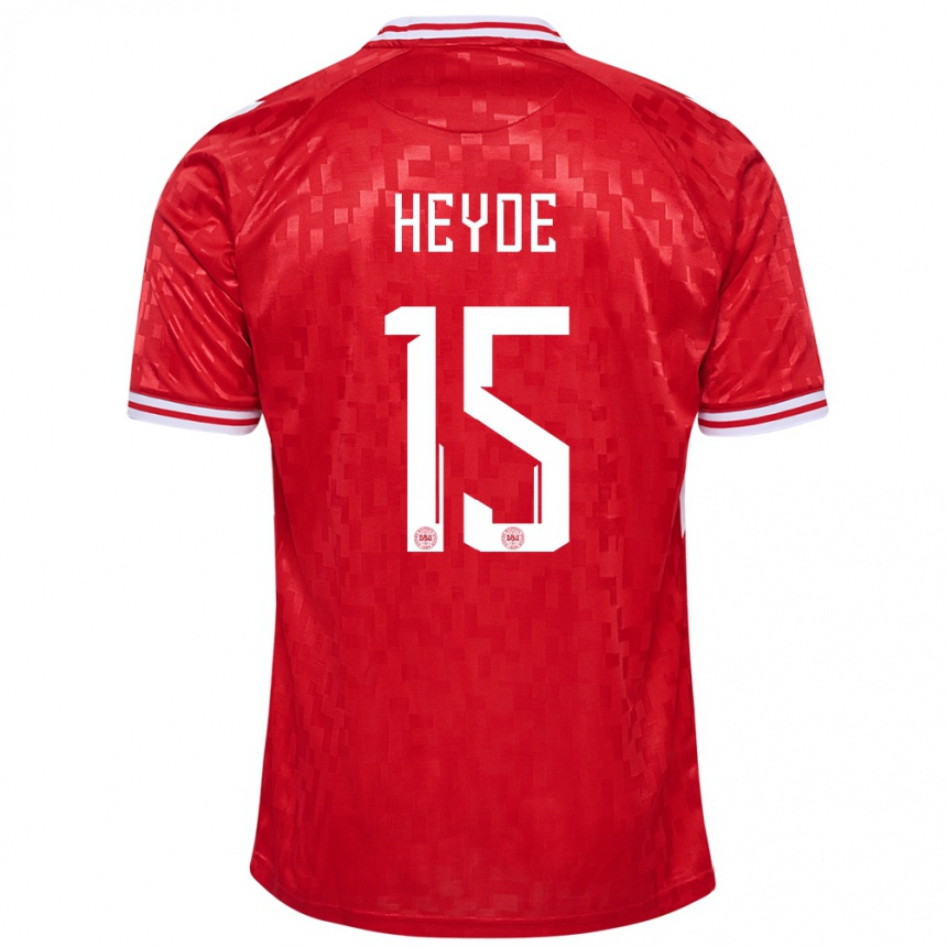Herren Fußball Dänemark Malte Heyde #15 Rot Heimtrikot Trikot 24-26 T-Shirt Luxemburg