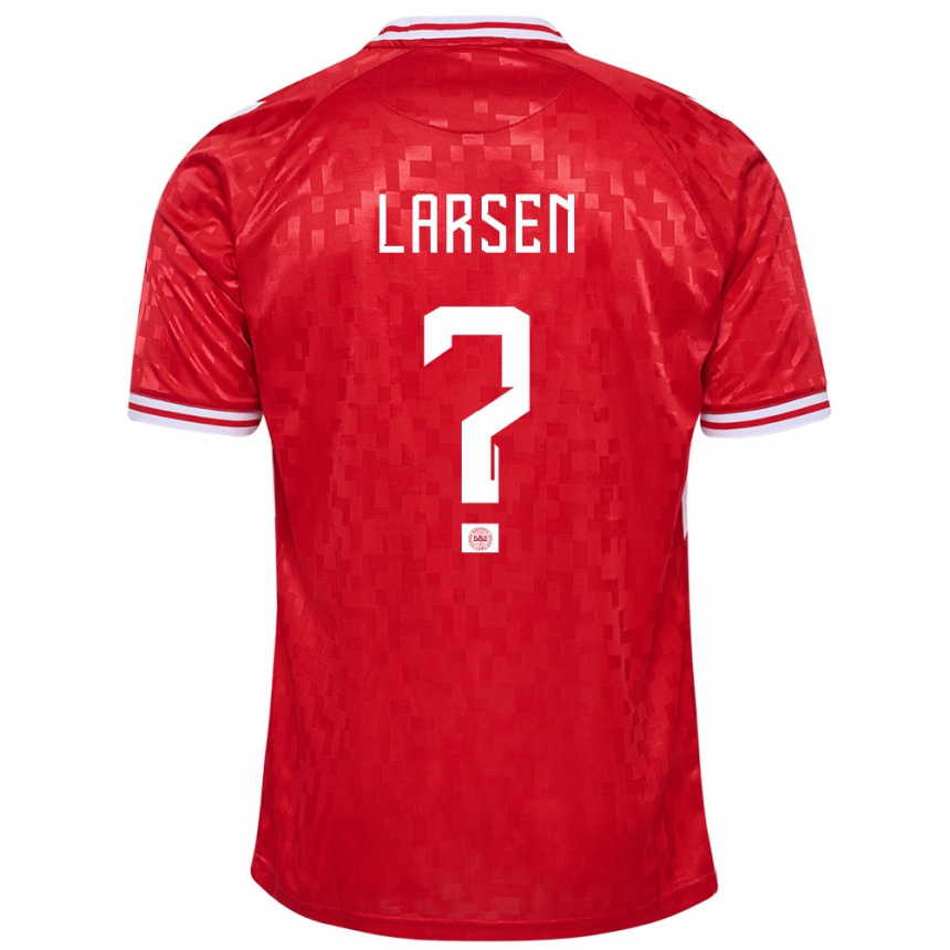 Herren Fußball Dänemark Sander Larsen #0 Rot Heimtrikot Trikot 24-26 T-Shirt Luxemburg