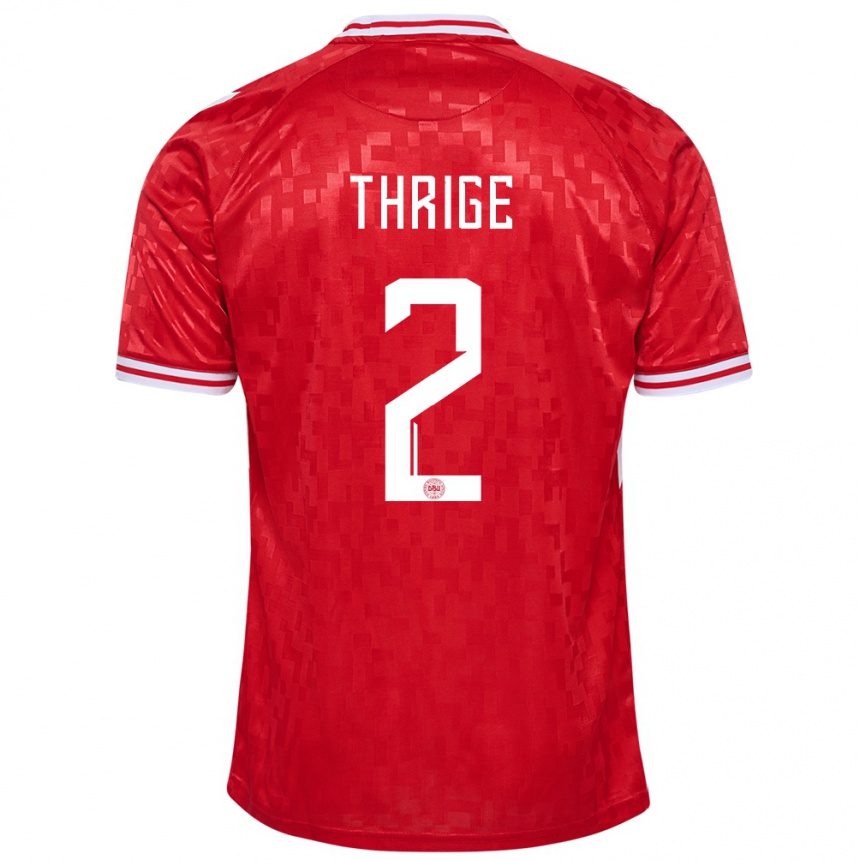 Herren Fußball Dänemark Sara Thrige #2 Rot Heimtrikot Trikot 24-26 T-Shirt Luxemburg