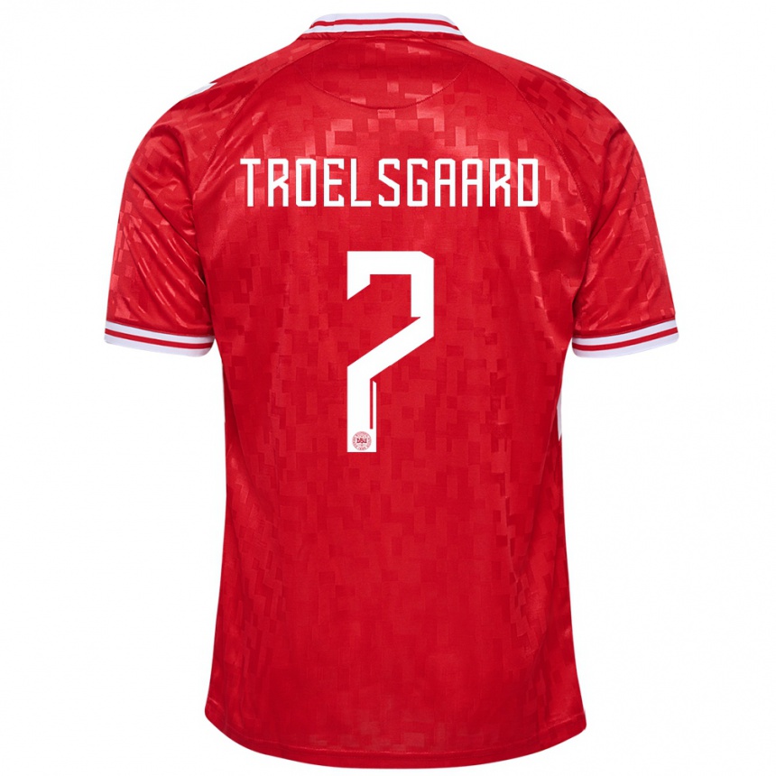 Herren Fußball Dänemark Sanne Troelsgaard #7 Rot Heimtrikot Trikot 24-26 T-Shirt Luxemburg