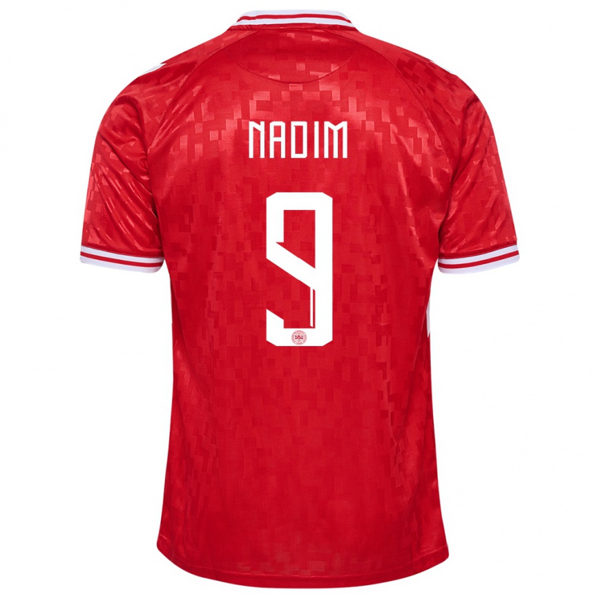 Herren Fußball Dänemark Nadia Nadim #9 Rot Heimtrikot Trikot 24-26 T-Shirt Luxemburg