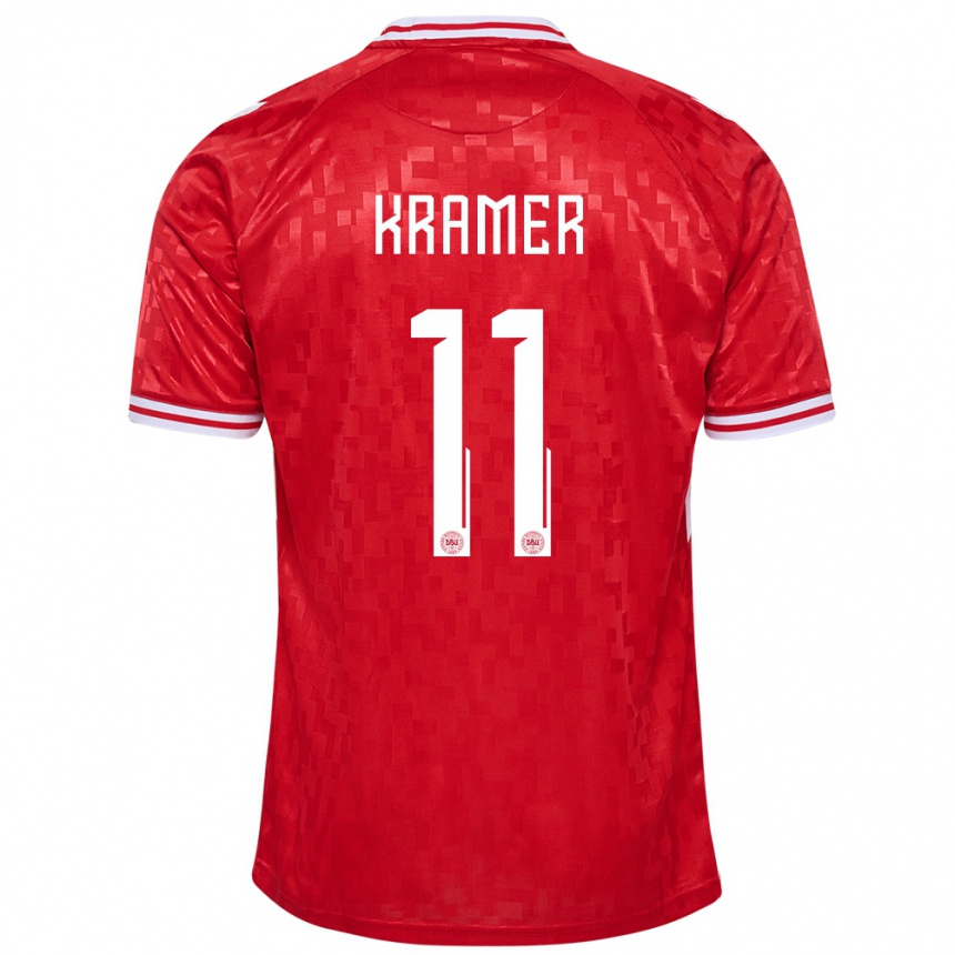 Herren Fußball Dänemark Cornelia Kramer #11 Rot Heimtrikot Trikot 24-26 T-Shirt Luxemburg