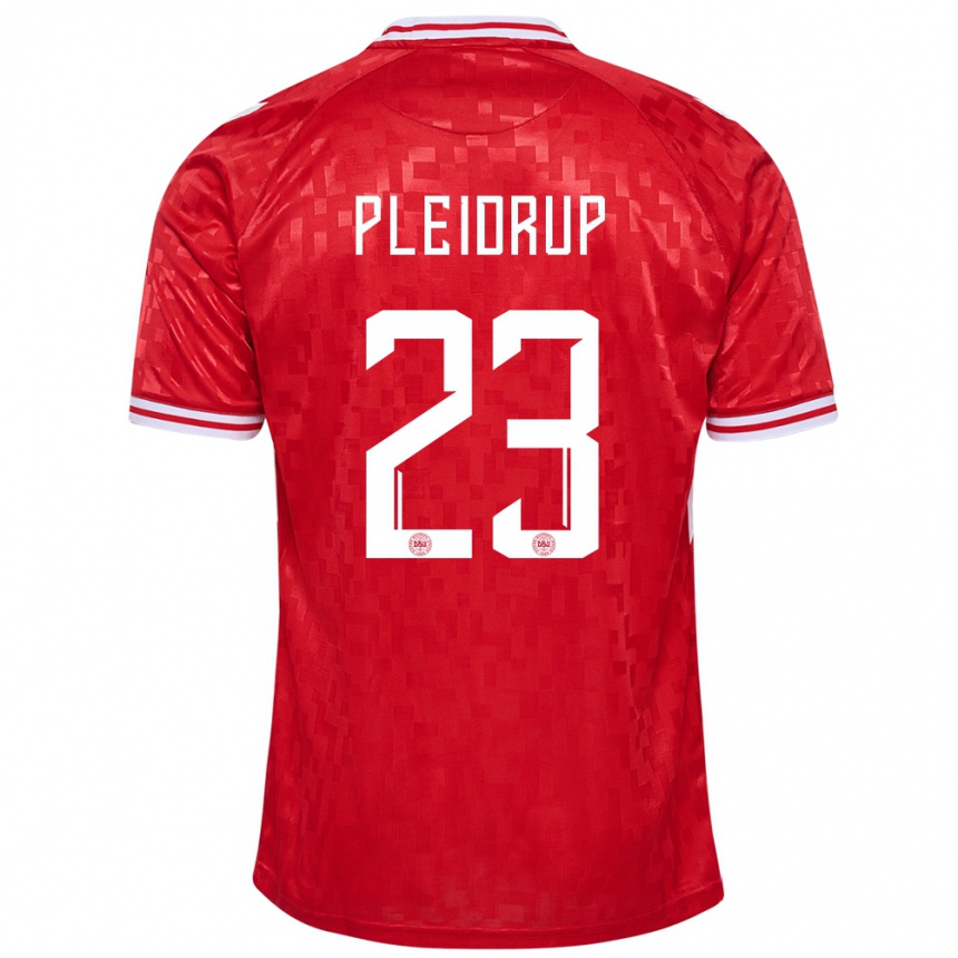 Herren Fußball Dänemark Caroline Pleidrup #23 Rot Heimtrikot Trikot 24-26 T-Shirt Luxemburg