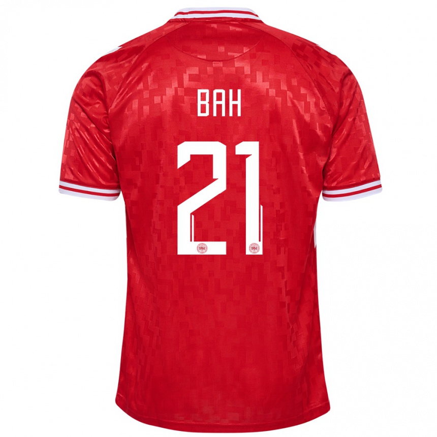 Herren Fußball Dänemark Alexander Bah #21 Rot Heimtrikot Trikot 24-26 T-Shirt Luxemburg