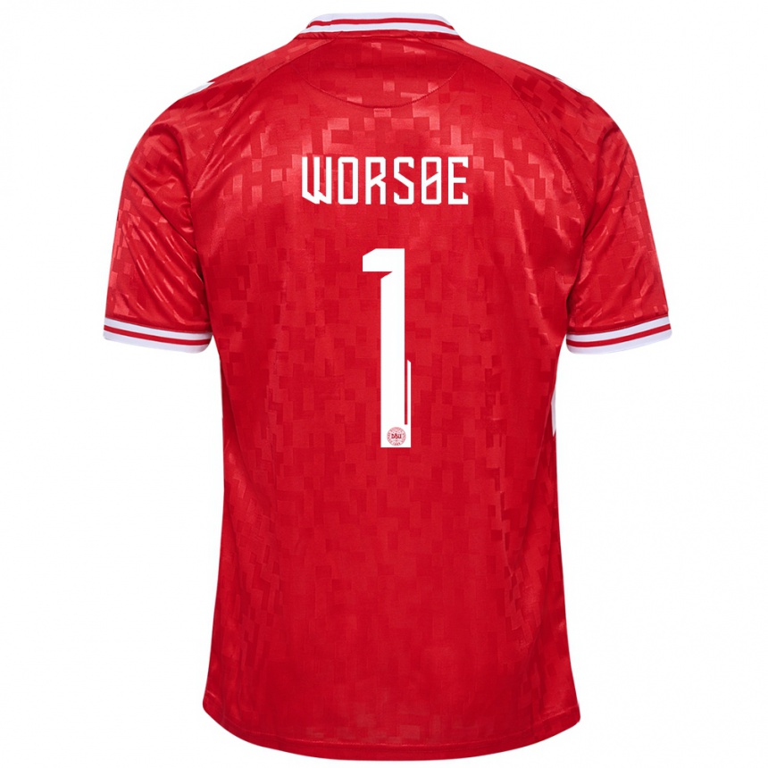 Herren Fußball Dänemark Laura Worsoe #1 Rot Heimtrikot Trikot 24-26 T-Shirt Luxemburg