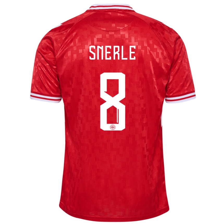 Herren Fußball Dänemark Emma Snerle #8 Rot Heimtrikot Trikot 24-26 T-Shirt Luxemburg